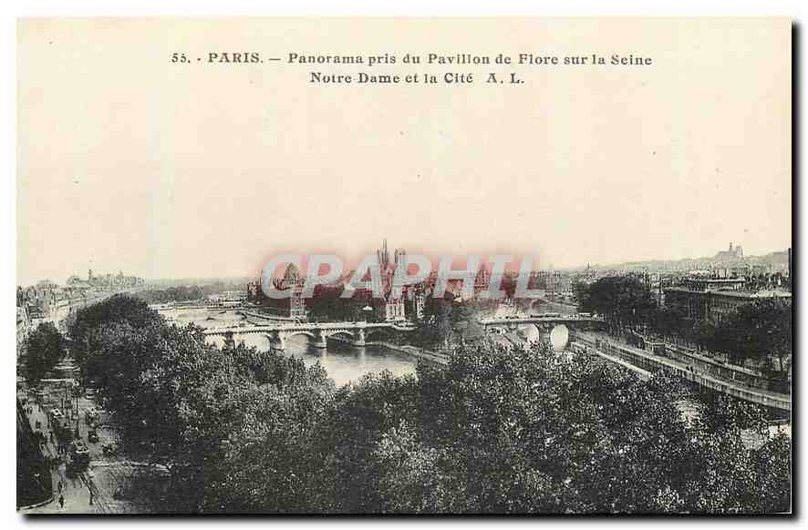 CPA Paris Panorama pris du Pavillon de Flore sur la Seine Notre Dame et la Cite 
