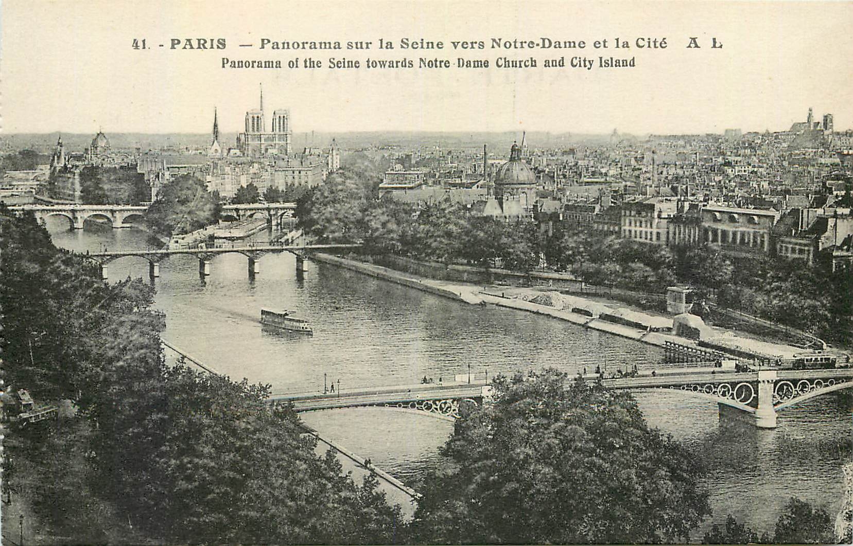 CPA Paris Panorama sur la Seine vers Notre Dame et la Cite 