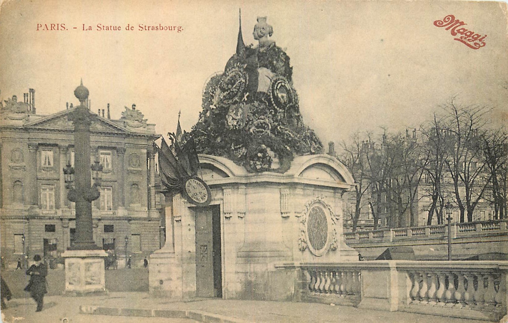CPA Paris La Statue de Strasbourg Publicite Maggi