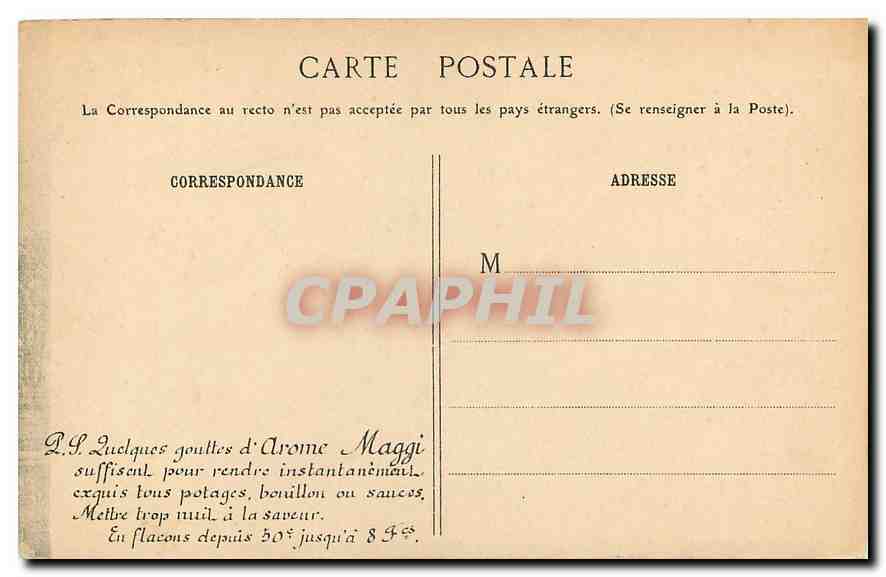 CPA Paris La Statue de Strasbourg Publicite Maggi — Rückseite