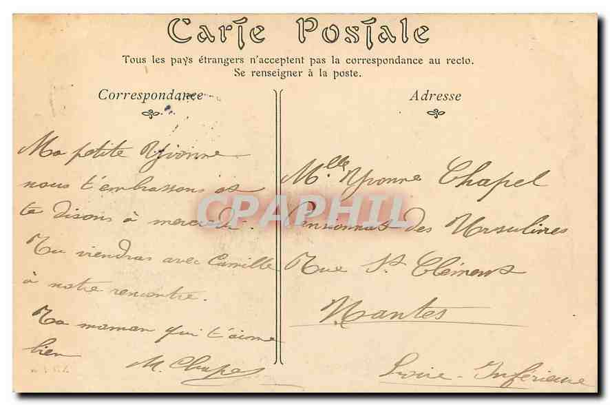 CPA Paris le Pont au Change et le Palais de Justice  — Verso