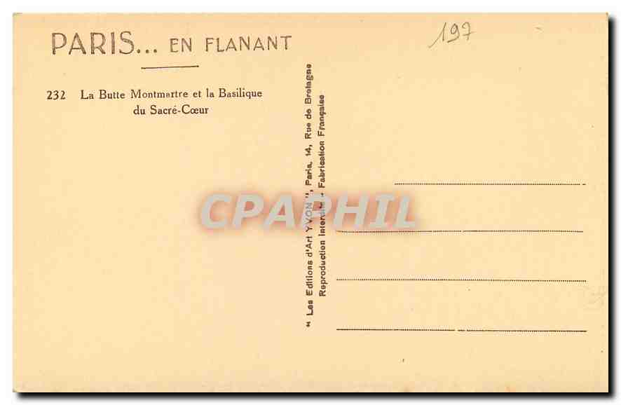 CPA Paris en flanant La Butte Montmartre et la Basilique du Sacre Coeur  — Rückseite