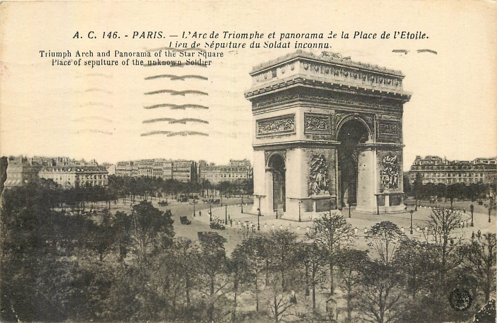 CPA Paris l'Arc de Triomphe et panorama de la Place de l'Etoile 