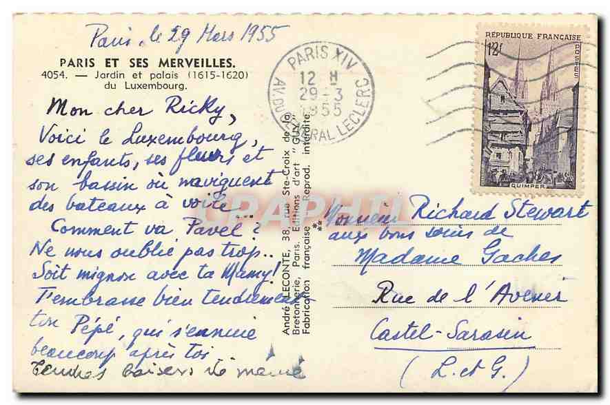CPA Paris et ses Merveilles Jardin et palais du Luxembourg  — Rückseite