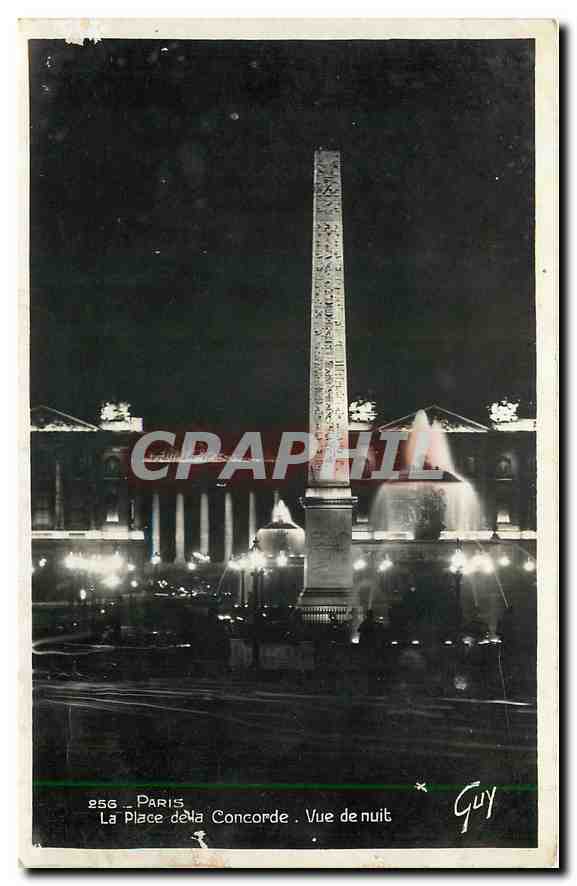 CPA Paris La place de la Concorde vue de nuit 