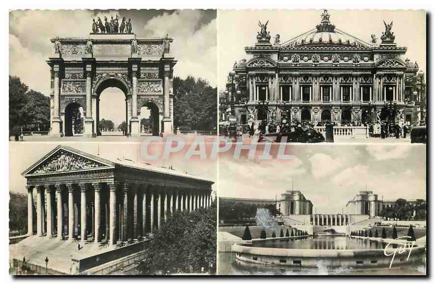 CPA Paris et ses Merveilles L'Arc de Triomphe du Carrousel le theatre de l'Opera l'eglise de la Made