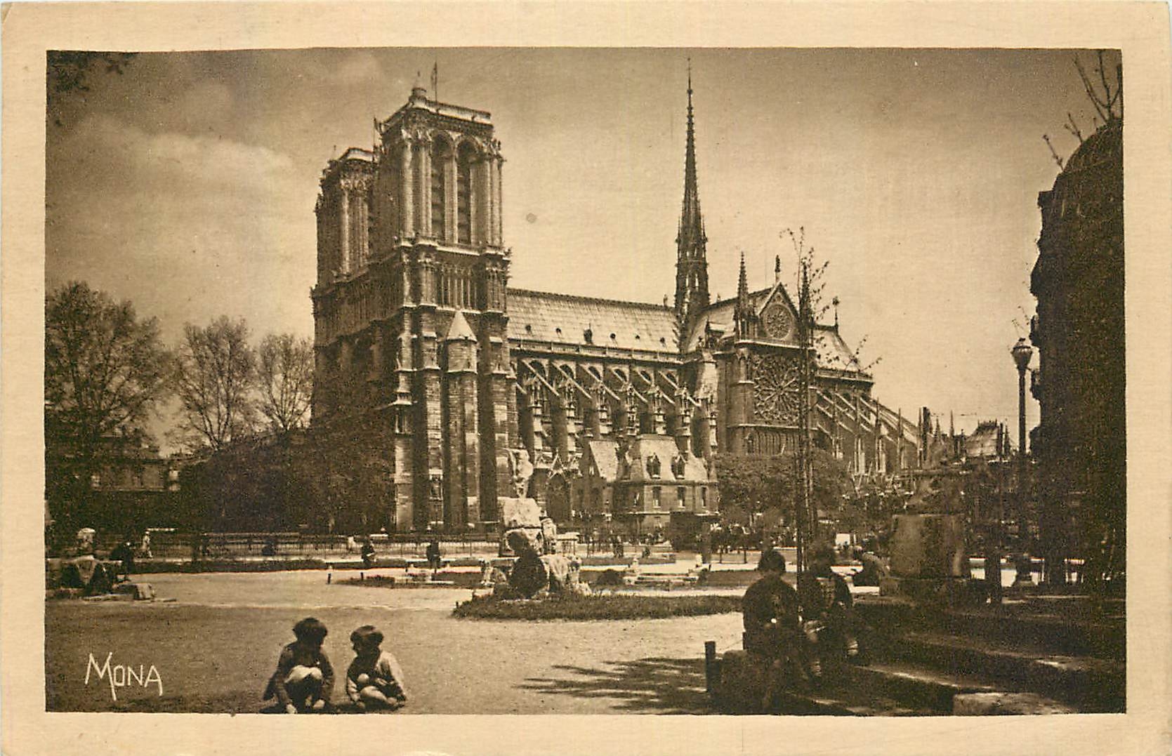 CPA Les Petits Tableaux de Paris Le Square St Julien le Pauvre et Notre Dame 