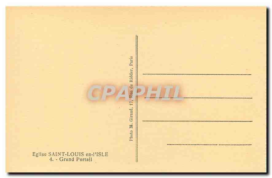 CPA Eglise Saint Louis en L'Isle Grand Portail  — Verso