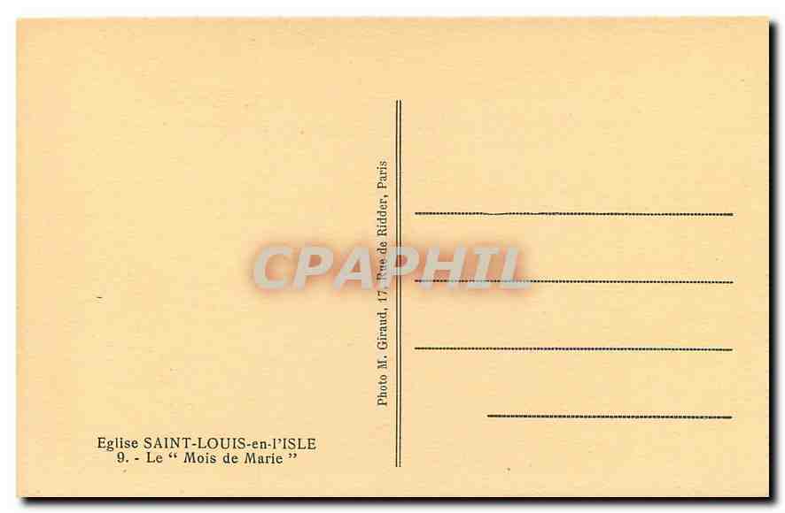 CPA Eglise Saint Louis en L'Isle Le Mois de Marie  — Verso