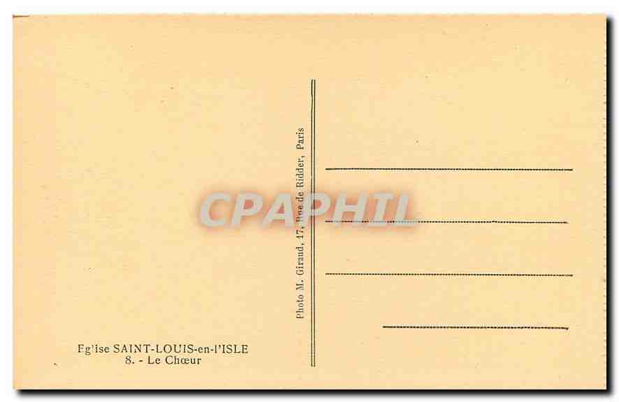 CPA Eglise Saint Louis en L'Isle Le Choeur  — Verso