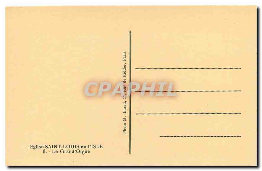 CPA Eglise Saint Louis en L'Isle Le Grand Orgue  — Verso