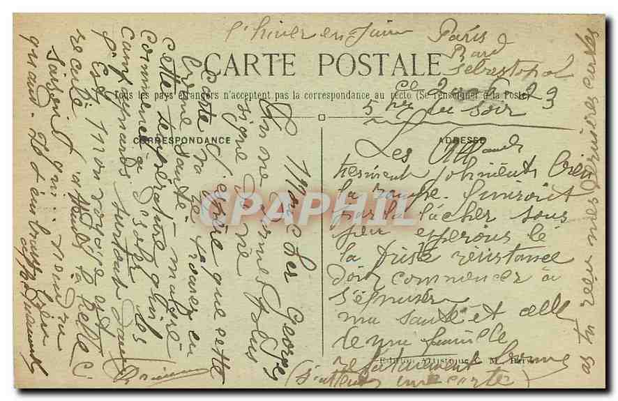 CPA Paris Le Monument de J. J. Rousseau au Pantheon  — Rückseite