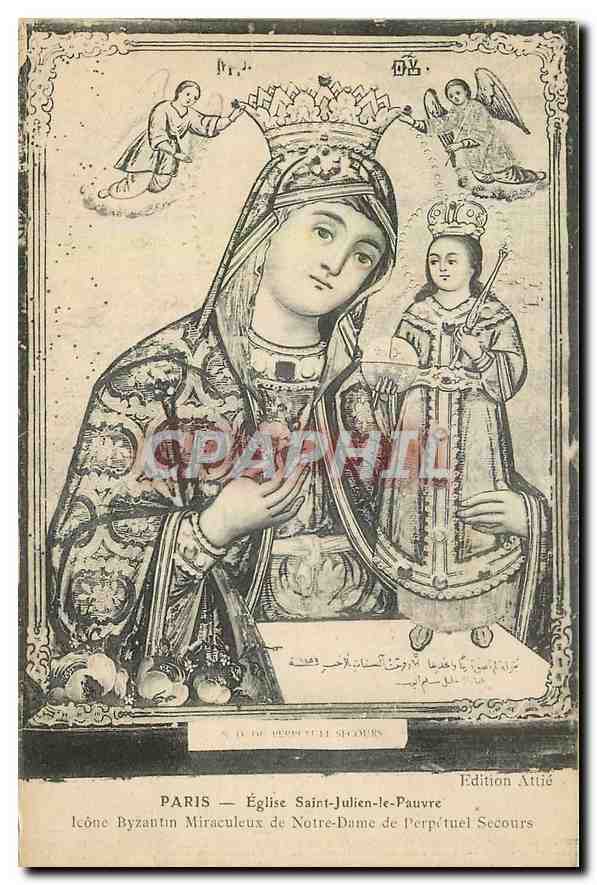 CPA Paris Eglise Saint Julien le Pauvre Icone Byzantin Miraculeux de Notre Dame de Perpetuel Secours