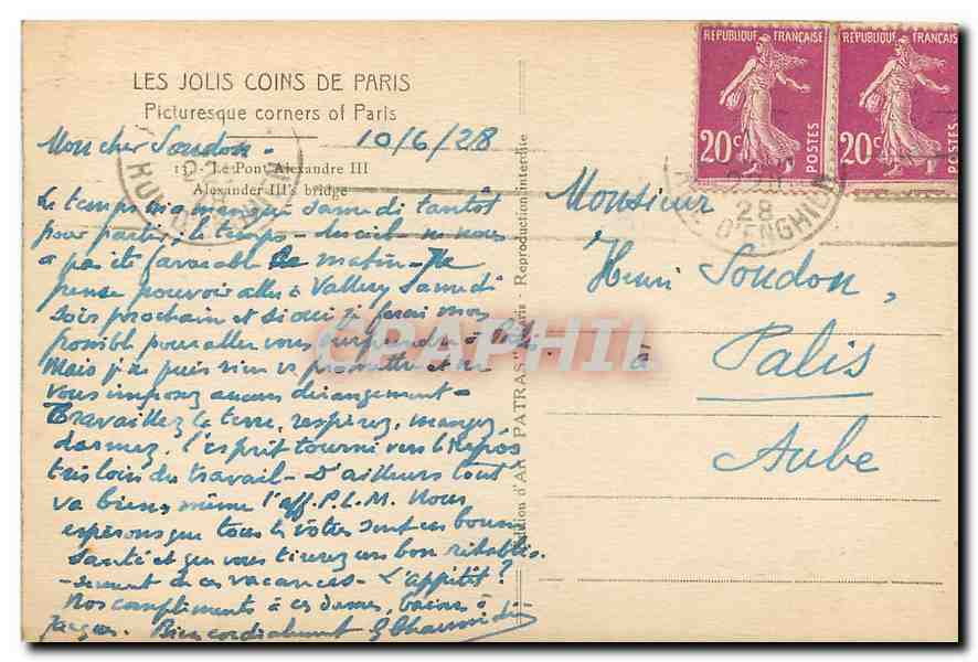 CPA Les Jolis Coins de Paris Le Pont Alexandre III  — Rückseite