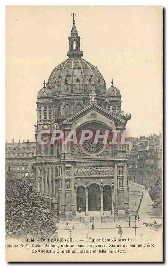 CPA Tout Paris L'Eglise Saint Augustin Statue de Jeanne D'Arc 