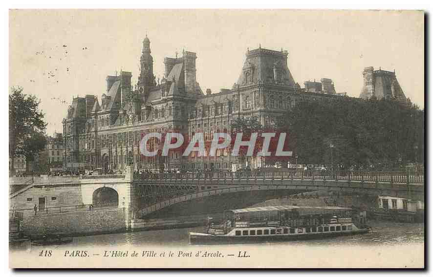 CPA Paris L'Hotel de Ville et le Pont d'Arcole 