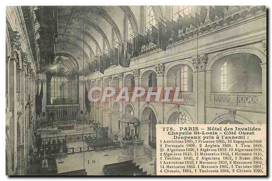 CPA Paris Hotel des Invalides Chapelle St Louis Cote Ouest Drapeaux pris a l'ennemi 