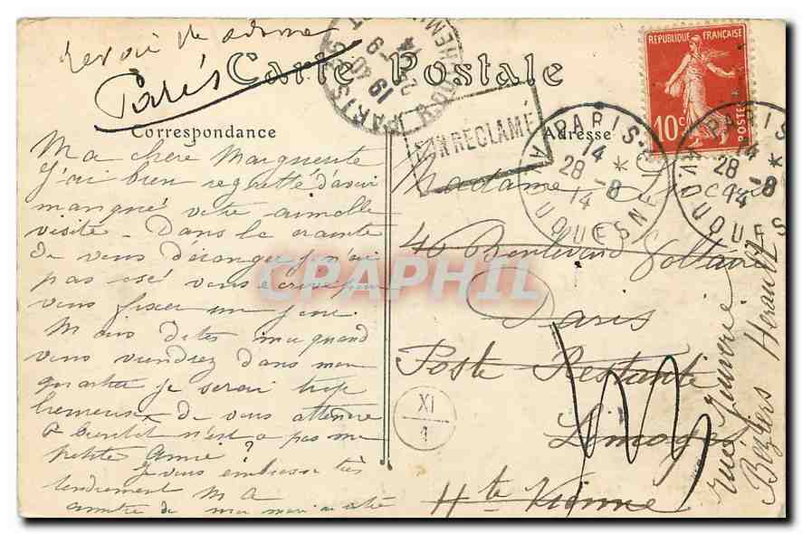 CPA Paris Le Pont du Change et le Palais de Justice  — Verso