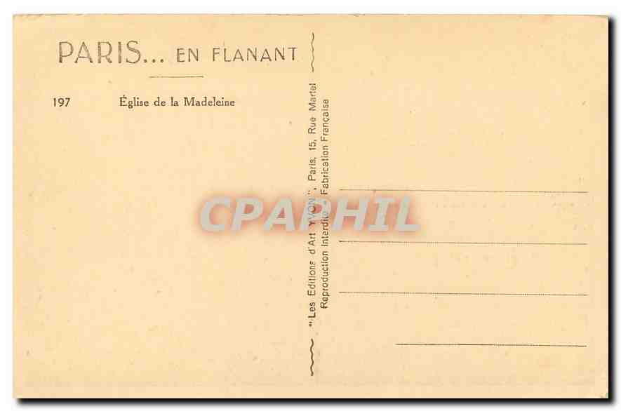 CPA Paris en flanant Eglise de la Madeleine  — Verso