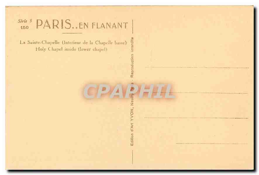 CPA Paris en flanant La Sainte Chapelle Interieur de la Chapelle Basse  — Verso