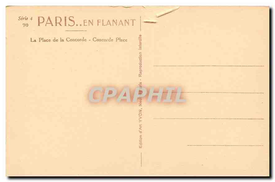 CPA Paris en flanant La Place de la Concorde  — Verso