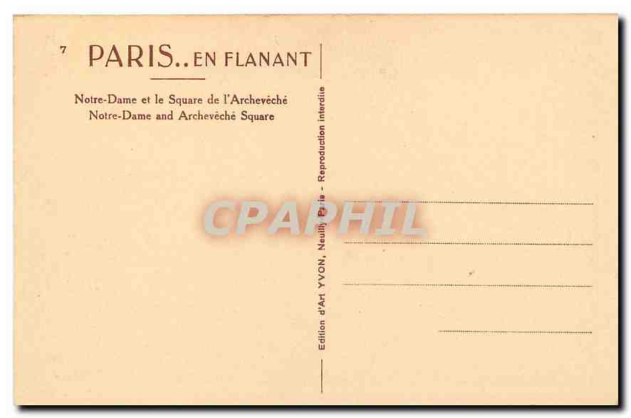 CPA Paris en flanant Notre Dame et le Square de l'Archeveche  — Rückseite
