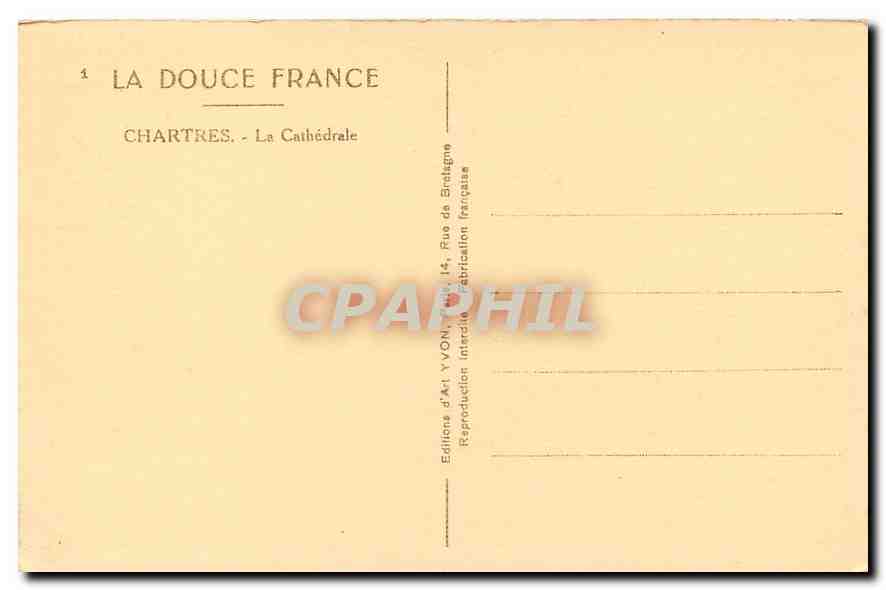 CPA La Douce France Chartres La Cathedrale  — Rückseite