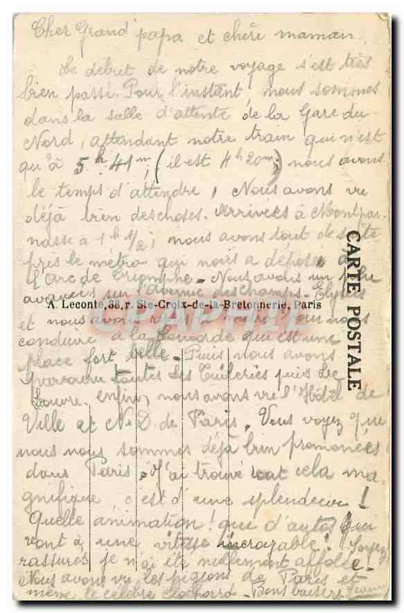 CPA Paris Place Vendome  — Verso