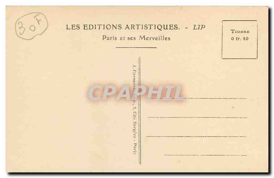 CPA Paris la Tombe du Soldat Inconnu sous l'Arc de Triomphe  — Rückseite