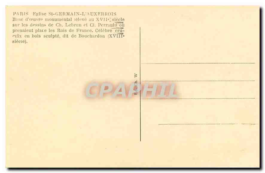 CPA Paris Eglise St Germain l'Auxerrois Banc d'œuvre monumental  — Verso
