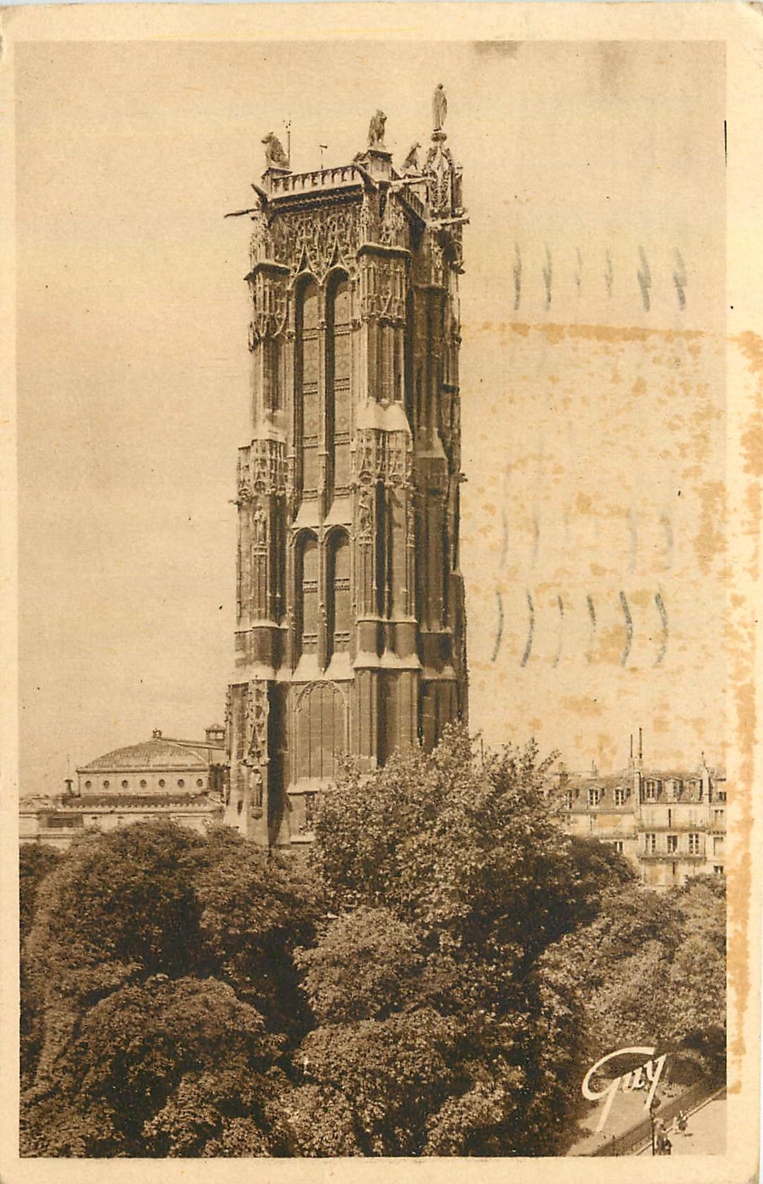CPA Paris et ses merveilles Tour Saint Jacques ex clocher de l'Eglise Saint Jacques la Boucherie 