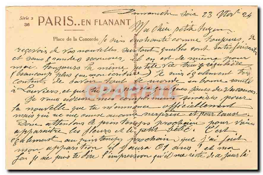 CPA Paris en flanant Place de la Concorde  — Rückseite