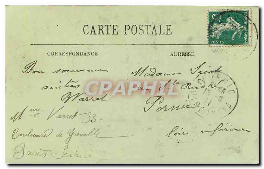 CPA Paris l'eglise de la Trinite  — Verso