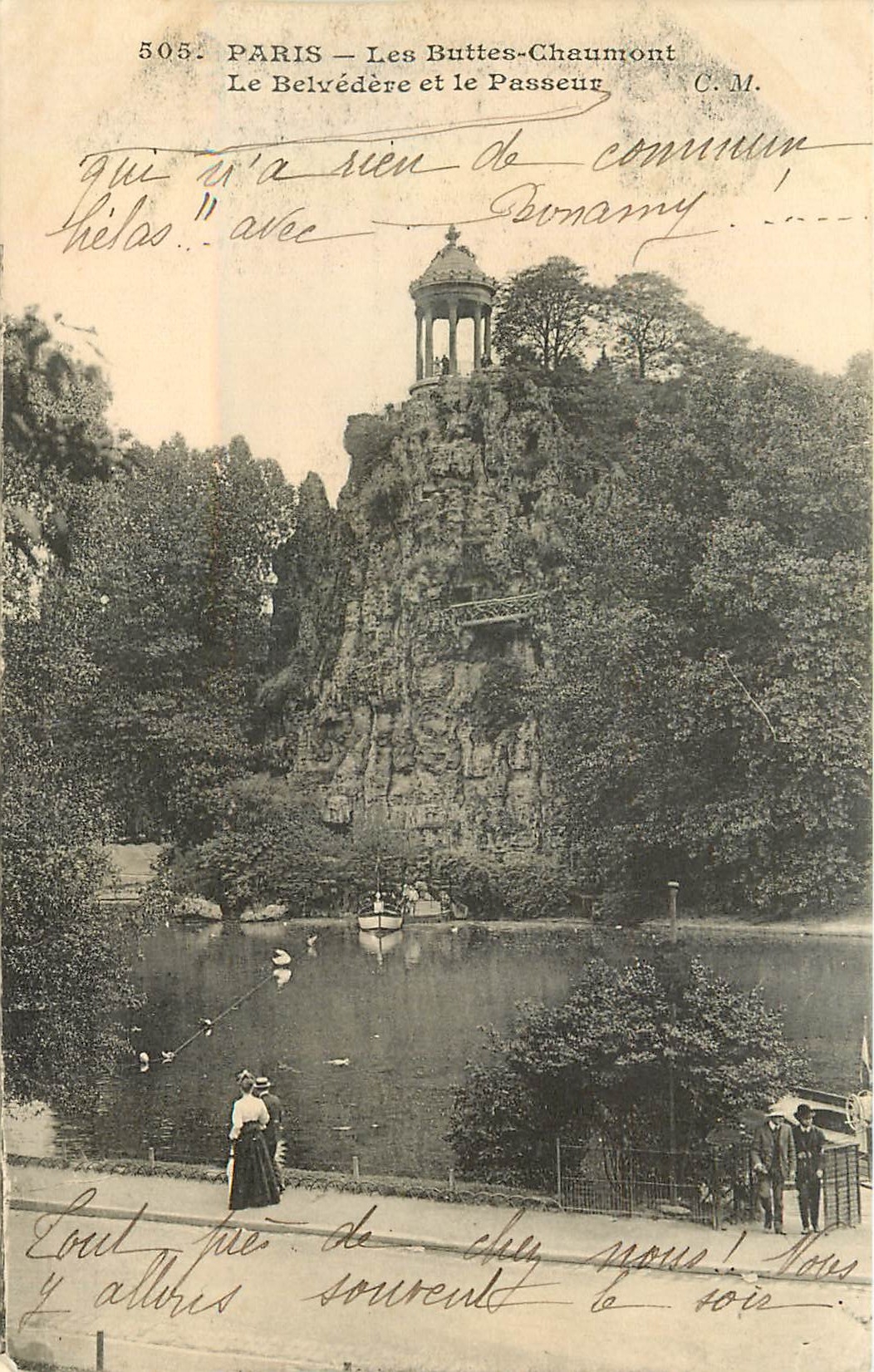 CPA Paris les buttes chaumont le Belvedere et le Passeur 