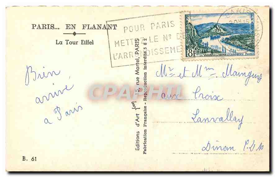 CPA Paris en Flanant la Tour Eiffel  — Rückseite
