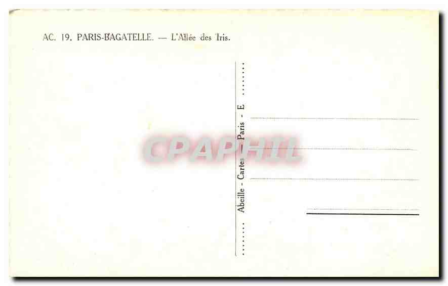 CPA Paris Bagatelle l'Allee des Iris  — Verso