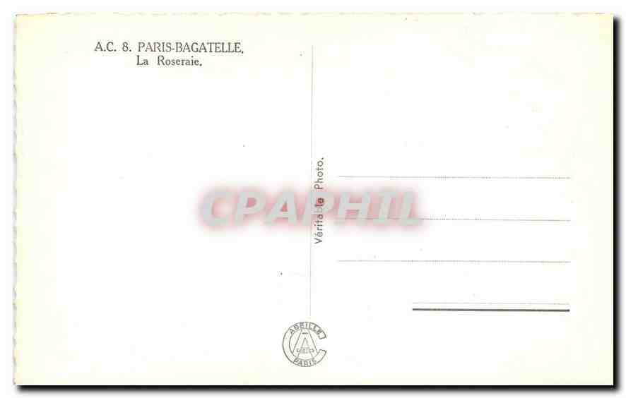 CPA Paris Bagatelle la Roseraie  — Verso