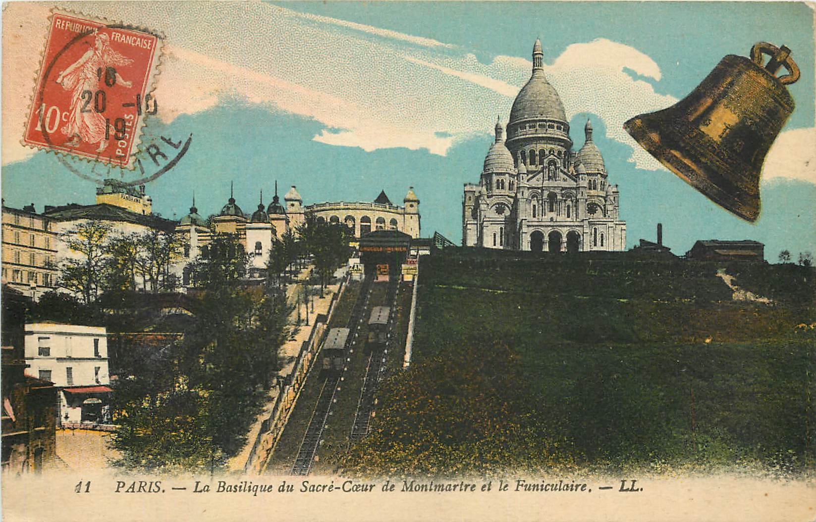 CPA Paris la Basilique du Sacre Coeur de Montmartre et le Funiculaire Cloche