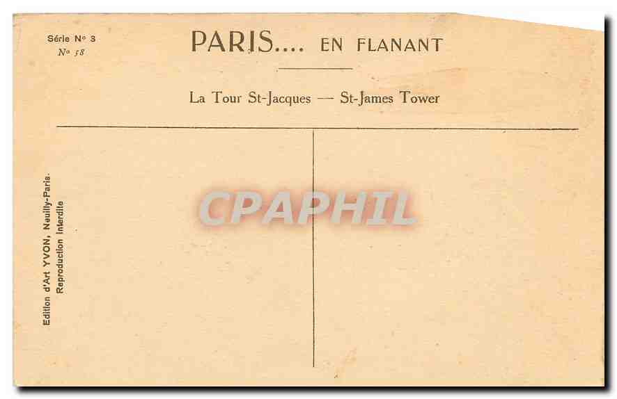 CPA Paris en Flanant la Tour St jacques  — Verso