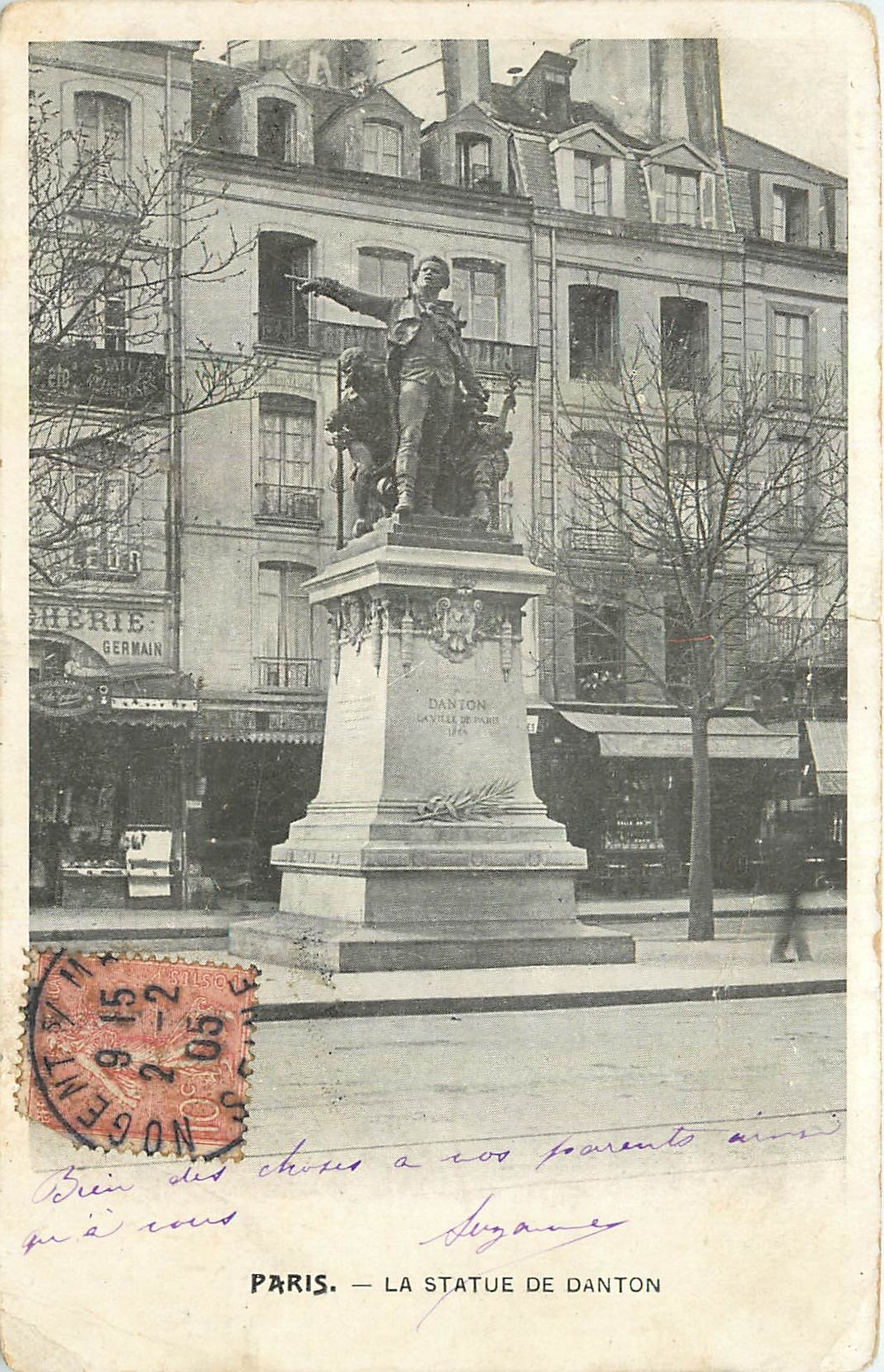 CPA Paris la statue de Danton 