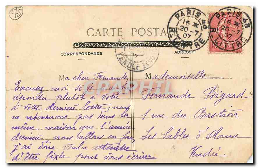 CPA Paris Jardin des Tuileries Allee Principale  — Verso