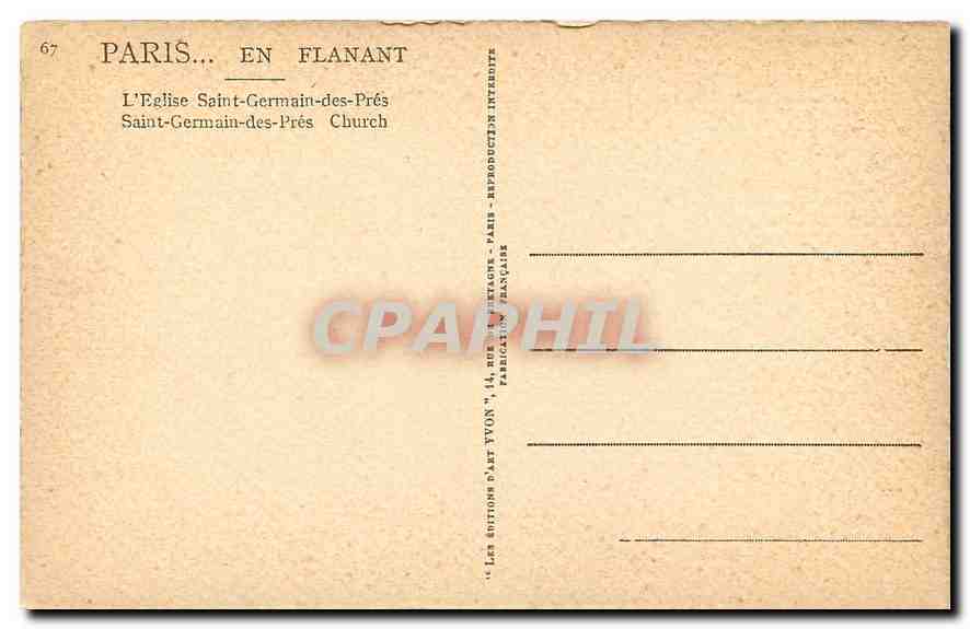 CPA Paris en Flanant l'eglise Saint Germain des Pres  — Verso