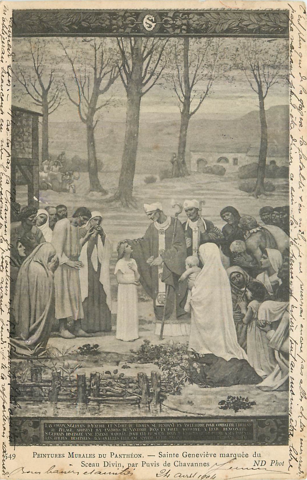 CPA Peintures Murales du Pantheon Sainte Genevieve marquee du Sceau Divin par Puvis de Chavannes 