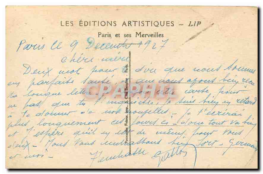 CPA Paris le Trocadero vu sous la Tour Eiffel  — Rückseite
