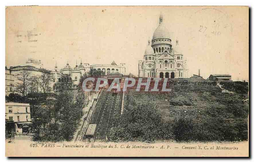 CPA Paris Funiculaire et Basilique du S C de Montmartre 