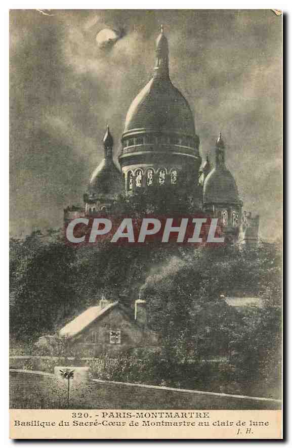 CPA Paris Montmartre Basilique du Sacre Coeur de Montmartre au Clair de Lune 