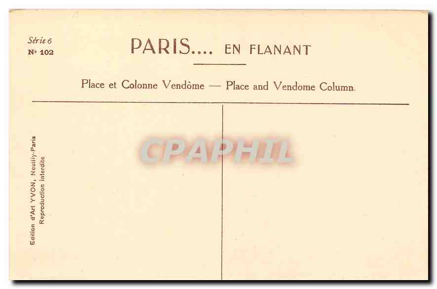 CPA Paris en Flanant Place et Colonne Vendome  — Verso