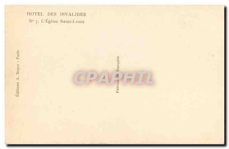 CPA Hotel des Invalides l'eglise Saint Louis  — Rückseite