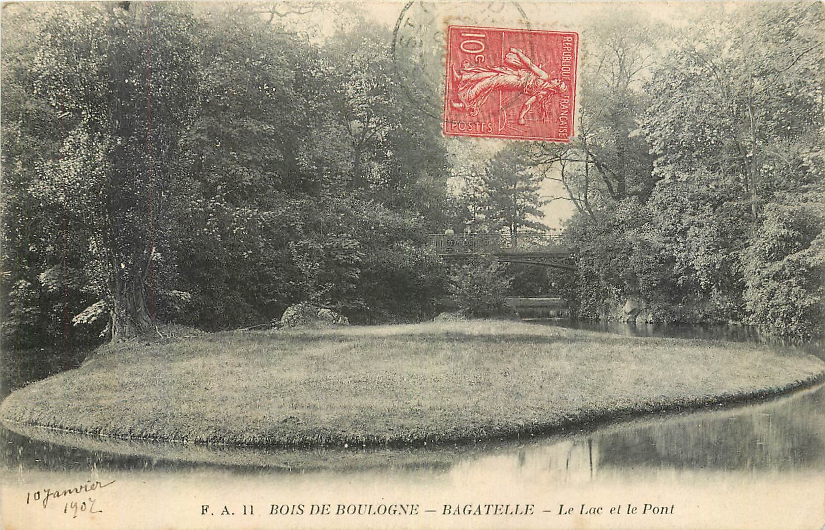 Bois de Boulogne – Bagatelle – Le Lac et le Pont — F.A. 11