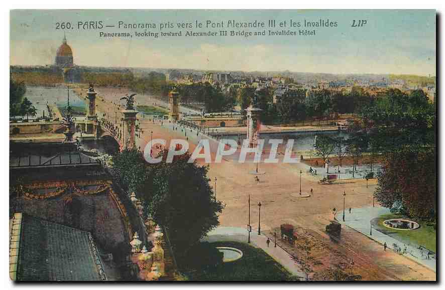 CPA Paris Panorama pris vers le Pont Alexandre III et les Invalides 